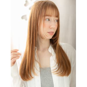 ハイトーンカラー姫カットレイヤー艶感ストレート20代30代