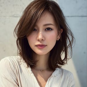 ブラウンヘア/ミディアムヘア/小顔/髪質改善/似合わせカット