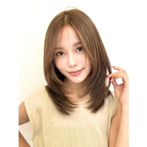 レイヤーカット/ミディアムレイヤー/ブリーチなしダブルカラー