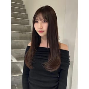 レイヤーカット前髪顔周りカットブリーチなしヘーゼルブラウン