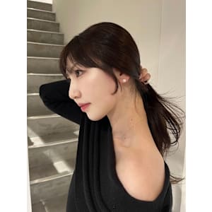 レイヤーカット前髪顔周りカットブリーチなしヘーゼルブラウン