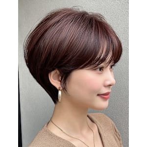 ショート 小顔 暗髪 ココアベージュ 髪質改善カラー 30代