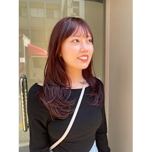 ピンクブラウン×ロングレイヤー