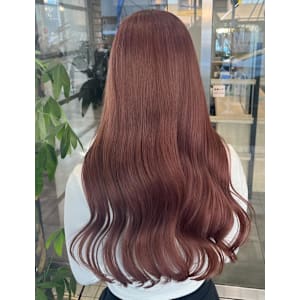 大人美人艶ピンクベージュ小顔カット透明感レイヤーロング