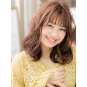 外国人風カシスブラウン抜け感小顔こなれヘアゆるふわミディアム