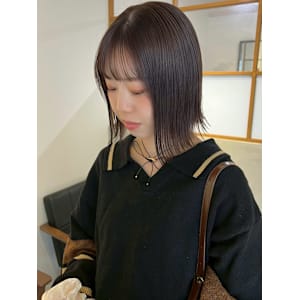 "土橋"外はねボブに暗髪ショコラブラウンカラー◎