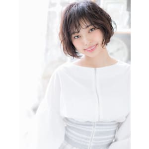 シースルーバングくせ毛風シンプルショート　根本パーマ