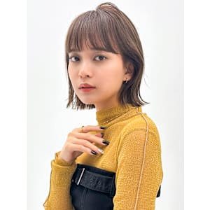 【La fith】グレーベージュ×切りっぱなしボブ