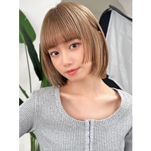 切りっぱなしボブ×姫カット×ケアブリーチ