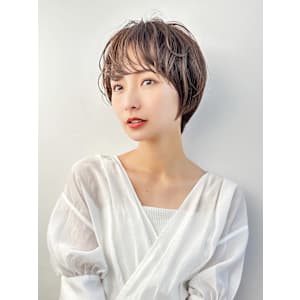 丸みショート×小顔カット