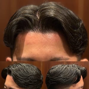 メンズ刈り上げ高め　ニュアンスセンターパート