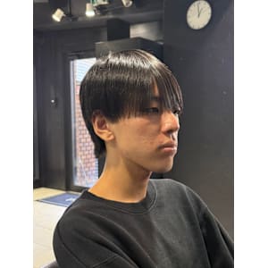 マッシュウルフ&ラウンドマッシュ&縮毛矯正&黒髪&men's