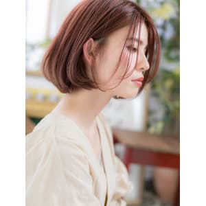 外国人風ショコラピンク前下がりワンレンボブ　ボルドーカラー - COVER HAIR bliss【カバーヘア ブリス】大宮/大宮西口店【カバー ヘア ブリス オオミヤ オオミヤニシグチテン】掲載中
