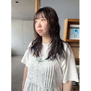 ぱつバングにレイヤーパーマ