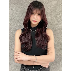 髪質改善 カシスカラー 顔周りカット 韓国風巻き レイヤー