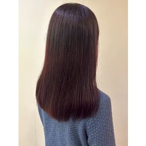 カシスレッドカラー ブリーチなしダブルカラー 髪質改善 艶髪