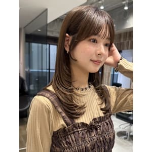 レイヤーカット/ハッシュカット/ベージュブラウン/韓国