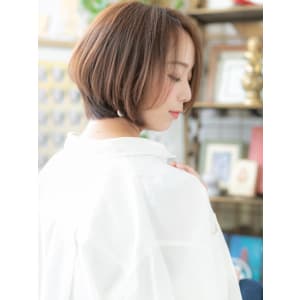 かきあげ前髪暖色系カラー前下がり丸みボブ　モーブブラウン - COVER HAIR bliss【カバーヘア ブリス】戸田公園/戸田公園西口店【カバーヘアブリス トダコウエン トダコウエンニシグチテン】掲載中