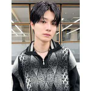 簡単セット◎メンズパーマニュアンスパーマ黒髪マッシュ