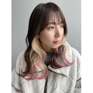 ホワイトインナー/ゆるふわミディアム/ヘーゼルブラウン