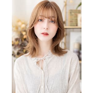 インナーカラーベージュゴールドくびれミディ　ヘーゼルブラウン