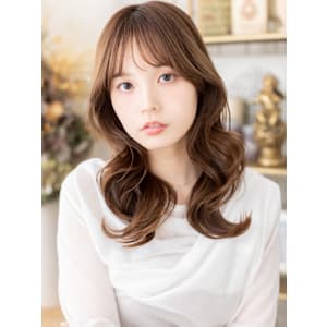 大人かわいい波巻きカールグラマラスロング　オリーブグリーン