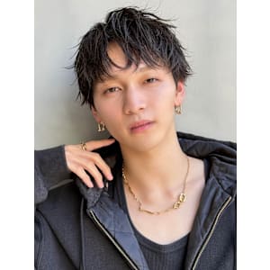 爽やかショート/コンマセンターパート/チョコレートブラウン