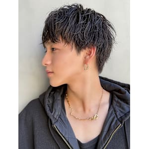 爽やかショート/コンマセンターパート/チョコレートブラウン