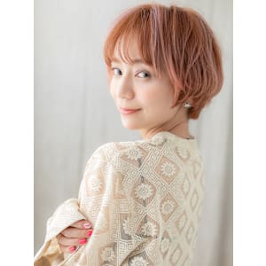 透明感ペールオレンジひし形小顔マッシュショート20代30代 - COVER HAIR bliss【カバーヘア ブリス】上尾/上尾西口店【カバーヘアブリス アゲオ アゲオニシグチテン】掲載中