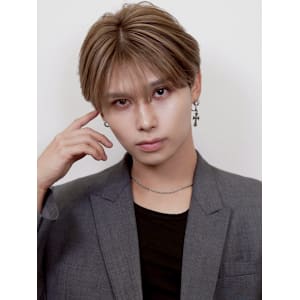 メンズカット×ラウンドマッシュ×ブリーチ