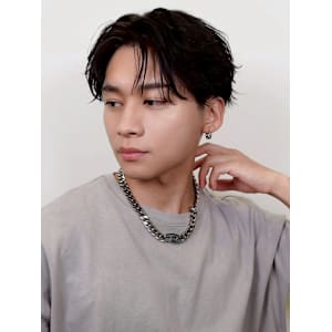 メンズカット×センターパート×ナチュラルパーマ