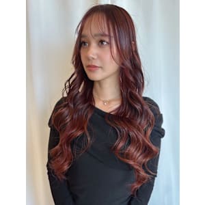 【MICHI 富田店　古作蓮】 チェリーレッド 前髪カット