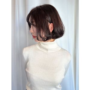 ボブ ブラウンカラー 丸みボブ 髪質改善 前髪カット 艶髪
