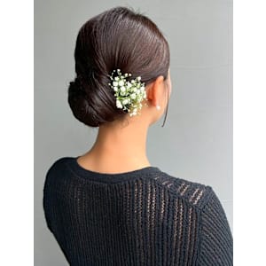 ヘアセット タイトお団子 結婚式アレンジ アップスタイル