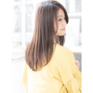 大人美人マロンベージュ透明感エアストレート　シャギー