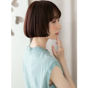 シースルーバングバーガンディ小顔切りっぱなしボブ30代40代 - COVER HAIR bliss【カバーヘア ブリス】志木/志木南口駅前店【カバーヘア ブリス シキ シキミナミグチエキマエテン】掲載中