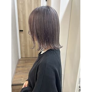 ☆ダブルカラーラベンダーグレージュ　切りっぱなしボブ