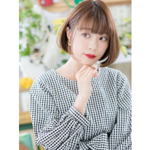 大人かわいいシースルー前髪前下がりミニボブ　ミニボブレイヤー