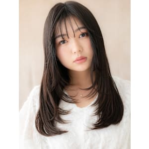 バタフライカット黒髪前下がり顔周りレイヤーロング30代40代 - mod's hair【モッズヘア】上尾/上尾西口店【モッズヘア アゲオ アゲオニシグチテン】掲載中