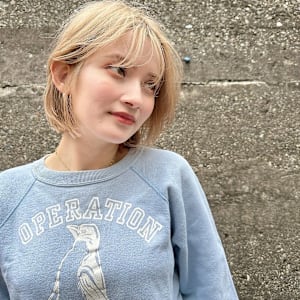 【20代30代】大人可愛い斜めバング/シルキーベージュ