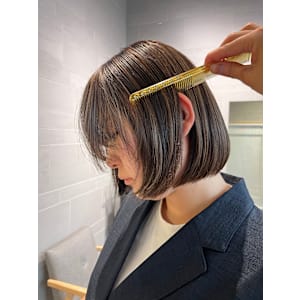丸みボブ/ワンレンボブ/ぱつっとボブ/ボブ/ベージュ/新丸子 - Kimito Hairdesign&spa【武蔵小杉】ショート/ボブ/パーマ【キミトヘアデザインアンドスパムサシコスギショートボブパーマ】掲載中