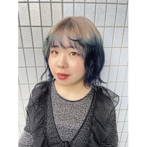 ホワイトベージュ/ブルーカラー/ネイビーカラー/外ハネボブ - AO。【アオ】掲載中