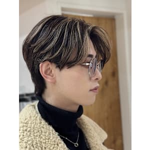 メッシュキャップハイライトセンターパートニュアンスパーマ - QOL mens salon 円山【クオル メンズサロン マルヤマ】掲載中