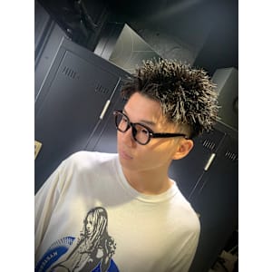 スパイキーショート×短髪×フェード×ピンパーマ×短髪パーマ