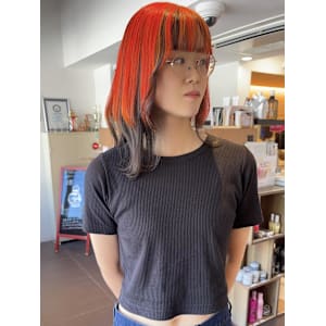 アンブレラカラー派手髪オレンジデザインカラーウルフ - NYNY 桂店【ニューヨークニューヨーク カツラテン】掲載中