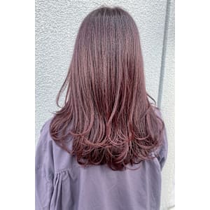 艶感ローズピンク×内巻きミディ