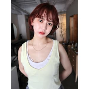 ピンクブラウンレイヤーボブ艶髪暖色カラー髪質改善