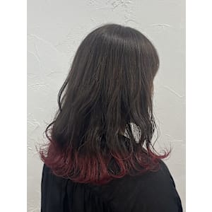 《yuzuki》ミディアム×チェリーレッド裾カラー