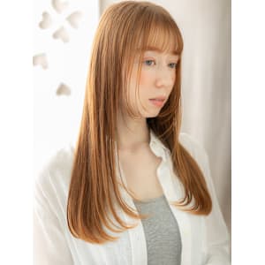 ハイトーンカラーブロンド姫カットレイヤーロング20代30代