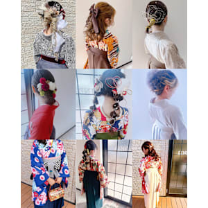 卒業式・入学式など袴着付けとヘアセット